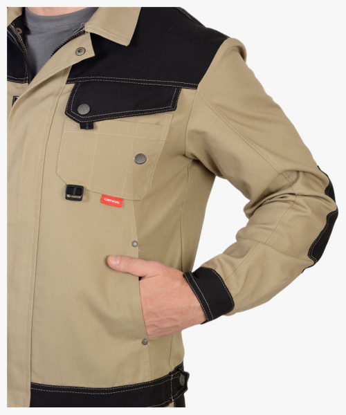 Куртка СИРИУС-ВЕСТ-ВОРК бежевый с черным пл. 275 г/кв.м