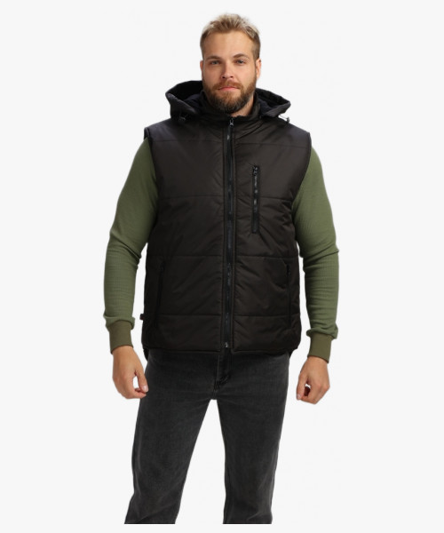 Жилет утепленный с капюшоном Респект (тк.Таслан), черный