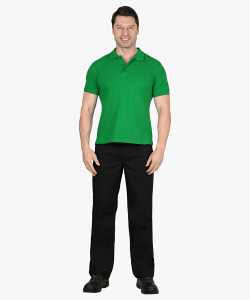 Рубашка-поло св.зеленая короткие рукава с манжетом, пл.180 г/м2 (ЧЗ)