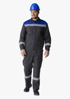 Костюм Липецк СОП (тк.Смесовая,260) п/к, т.серый-меланж/васильковый