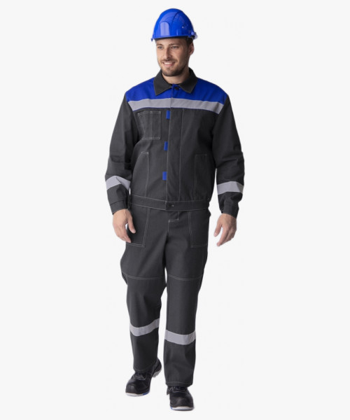 Костюм Липецк СОП (тк.Смесовая,260) п/к, т.серый-меланж/васильковый