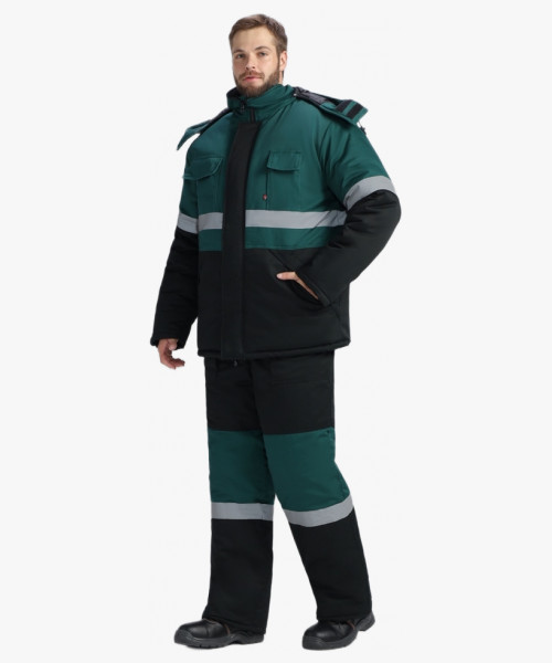 Костюм зимний Нордхард-2 СОП У. (тк.Смесовая,240) п/к, черный/т.зеленый