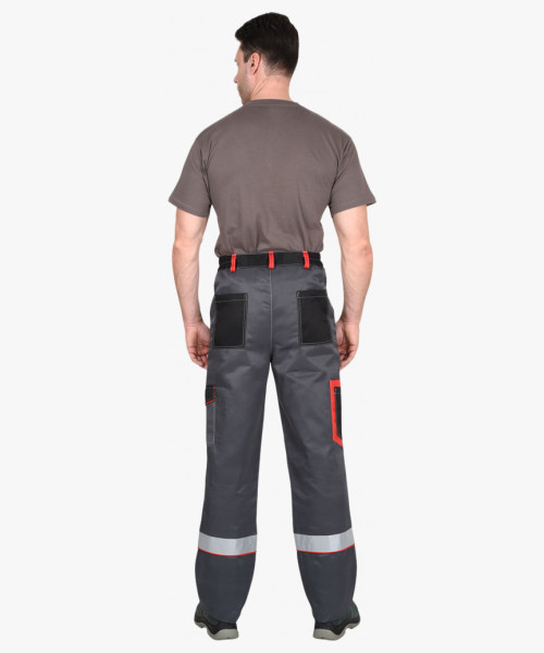 Костюм СИРИУС-ПОЛИНОМ куртка и брюки, т.серый с черным со св.серым и красным, СОП