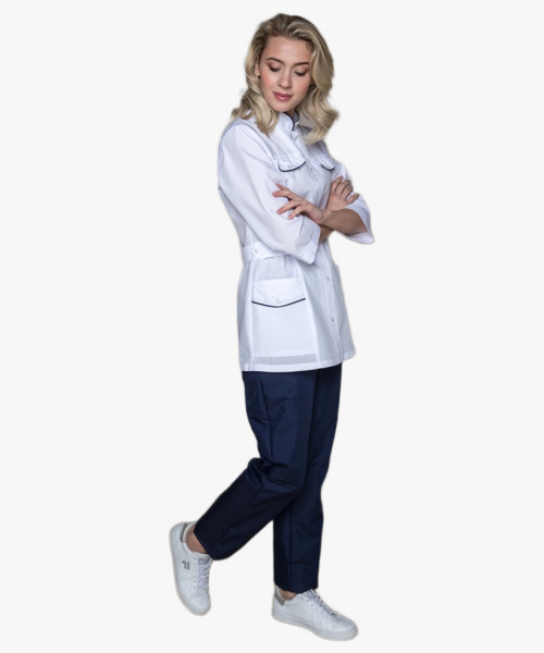 Костюм женский Орхидея (тк.ТиСи), белый/т.синий