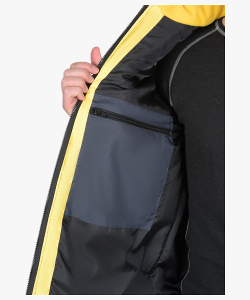 Жилет СИРИУС-УРБАН утеплённый с капюшоном сине-серый с желтым