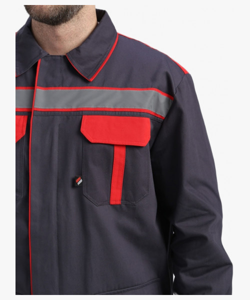 Костюм Итрорис-1 СОП (тк.Саржа,250) брюки, т.серый/красный