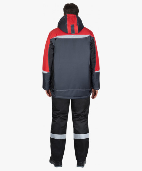 Куртка мужская зимняя СИРИУС-ФАВОРИТ-МЕГА-М, тёмно-серая с черным, красным и СОП