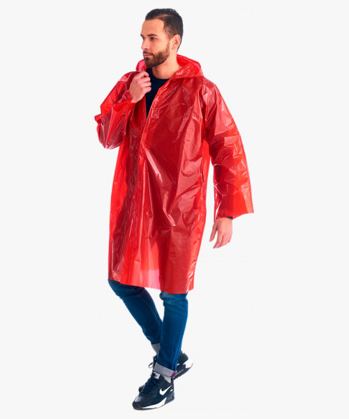 Плащ-дождевик СИРИУС-ЛЮКС на липучке ПВД 80 мкр. пропаянные швы, красный