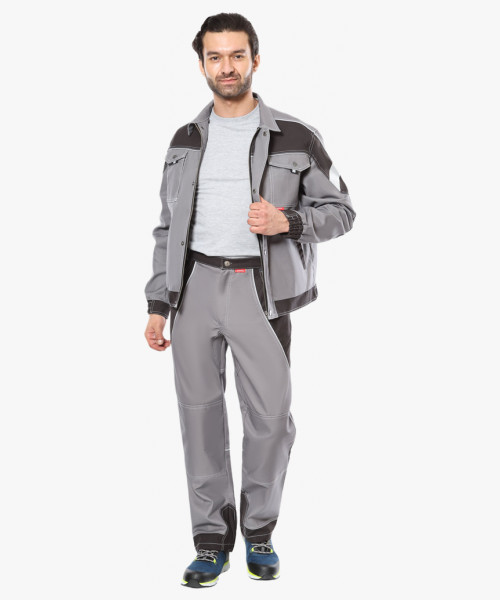 Костюм СИРИУС-ПЕКИН куртка кор., брюки серый с черным пл. 280 г/кв.м