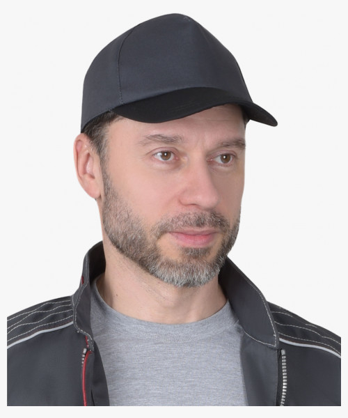 Кепка-бейсболка т.серая с черным козырьком