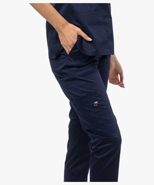 Костюм женский В-504, блуза, брюки, тёмно-синий