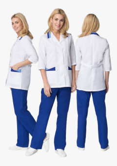 Женский костюм Лазурь (ткань ТиСи), белый/васильковый