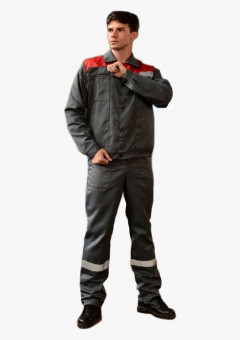 Костюм Техник-2 СОП (тк.Смесовая,210) п/к, серый/красный