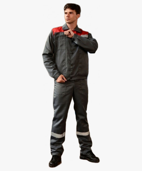 Костюм Техник-2 СОП (тк.Смесовая,210) п/к, серый/красный