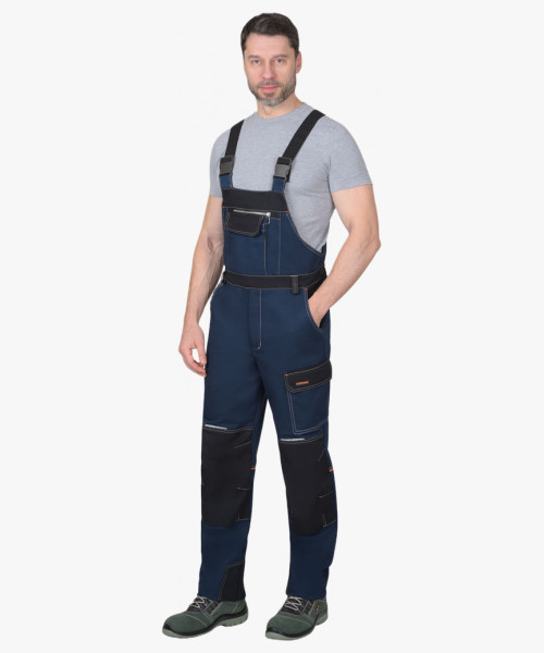 Костюм СИРИУС-ШАТЛ-РОСС куртка, полукомбинезон, синий с черным, 80% х/б, пл. 260 г/кв.м