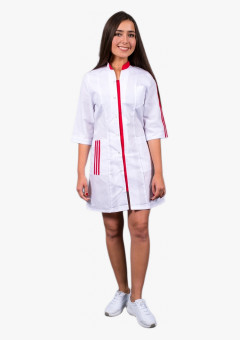 Халат женский Спринт (ткань ТиСи), белый, красный