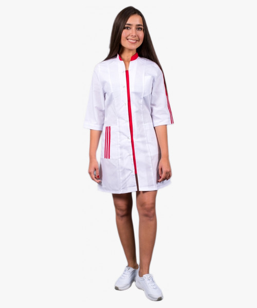 Халат женский Спринт (ткань ТиСи), белый/красный