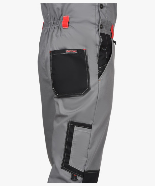 Костюм СИРИУС-СТАН куртка, п/к ср.серый с черной и красной отделкой