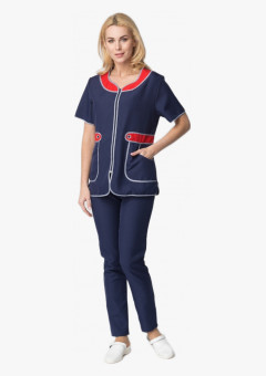 Костюм женский Модница (тк.Габардин), т.синий/красный