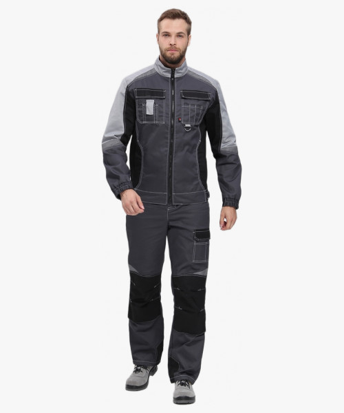 Костюм Вектрон-2 (тк.Смесовая,240) п/к, т.серый/св.серый/черный