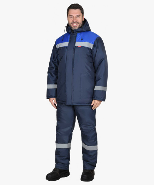Костюм СИРИУС-РОСТ-НОРД-2 зимний, куртка, полукомбинезон, темно-синий с васильковым и СОП