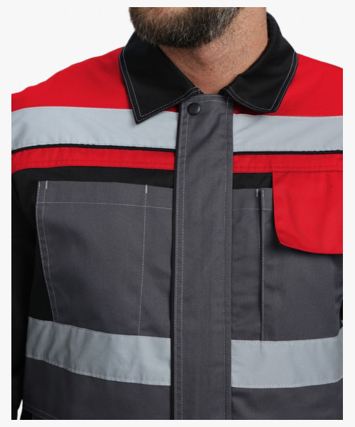 Костюм Виват-1 Премиум IMP (тк.Смесовая, 240) брюки, т.серый/черный/красный