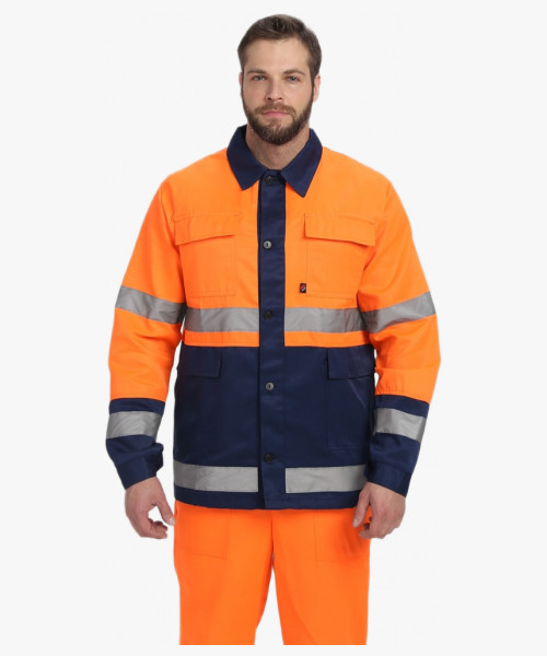 Костюм для дорожника (тк.Смесовая,210) п/к, оранжевый/т.синий