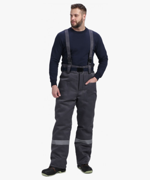 Костюм зимний Труженик-Ультра СОП (тк.Смесовая,210) брюки, т.серый/оранжевый