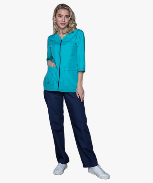 Костюм женский Спринт (тк.ТиСи), бирюзовый/т.синий