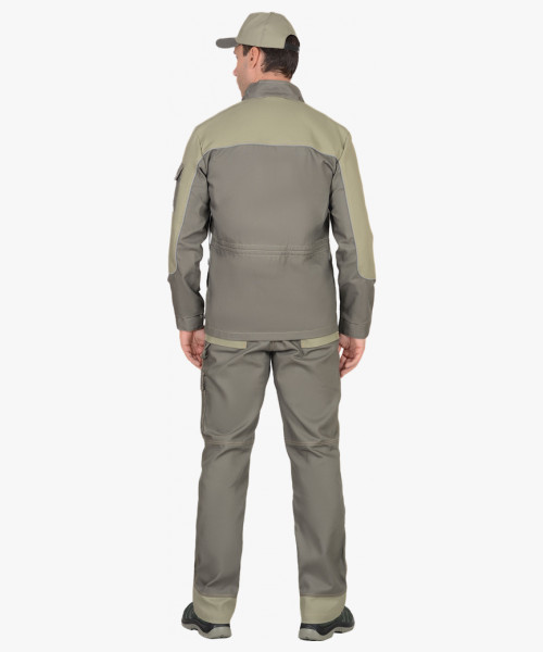 Костюм СИРИУС-ВЕСТ-ВОРК куртка дл, п/к т.оливковый со св.оливковым пл. 275 г/кв.м