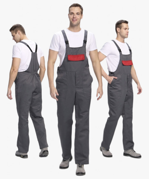 Полукомбинезон для ИТР (тк.Смесовая,210), т.серый/красный