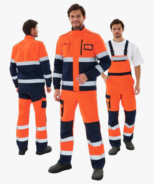 Костюм сигнальный PROFLINE ProfLineSpecialist-2 (тк.Смесовая МВО,240) п/к, оранжевый/т.синий