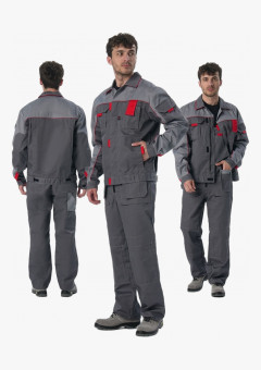 Костюм Драга-2 (тк.Смесовая МВО,240) п/к, т.серый/св.серый/красный