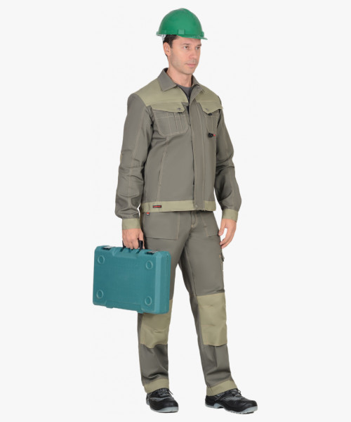 Куртка СИРИУС-ВЕСТ-ВОРК  т.оливковый со св.оливковым пл. 275 г/кв.м