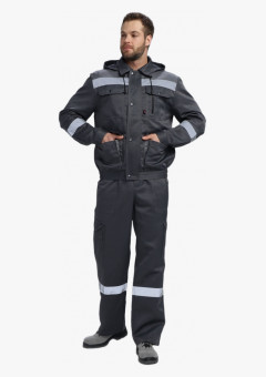 Костюм Титан-2 СОП с капюшоном CH (тк. Смесовая, 210) п/к, т.серый/св.серый