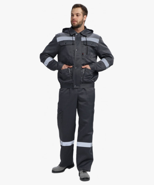 Костюм Титан-2 СОП с капюшоном CH (тк. Смесовая, 210) п/к, т.серый/св.серый