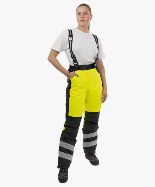 Брюки зимние сигнальные женские Brodeks KW330, цвет жёлтый, чёрный