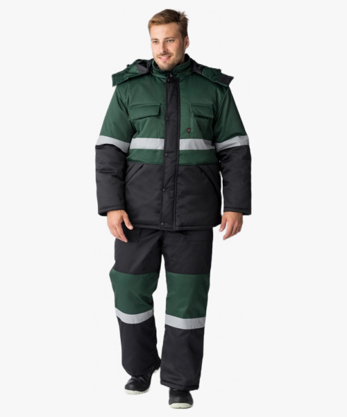 Костюм зимний Нордхард-2 СОП (тк.Смесовая,250) п/к, черный/зеленый