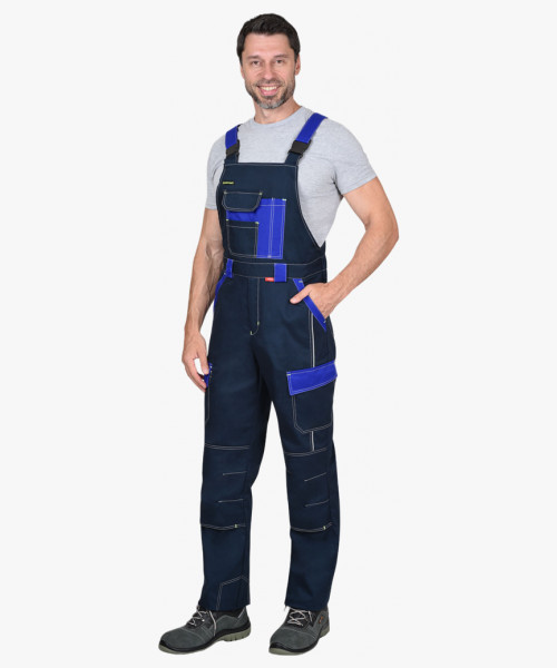 Полукомбинезон СИРИУС-КАРАТ-РОСС темно-синий с васильковым, 80% х/б, пл. 260 г/кв.м