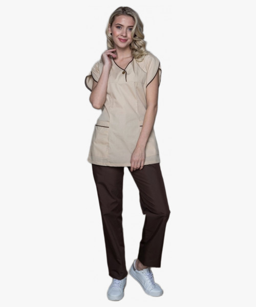 Костюм женский Мокко (тк.ТиСи,120), коричневый/бежевый