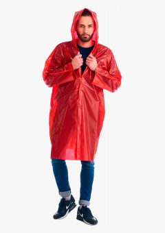 Плащ-дождевик СИРИУС-ЛЮКС на липучке ПВД 80 мкр. пропаянные швы, красный
