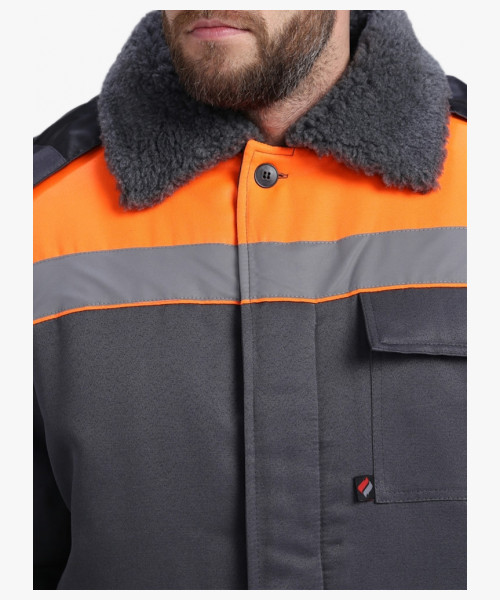 Костюм зимний Труженик-Ультра СОП (тк.Смесовая,210) брюки, т.серый/оранжевый