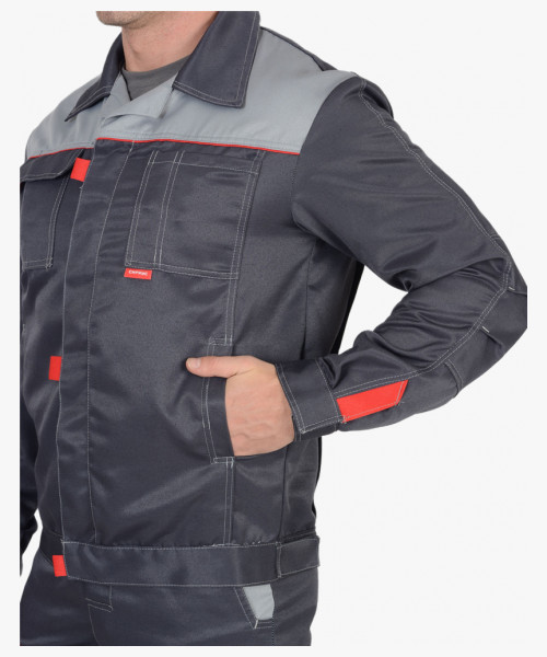 Костюм мужской СИРИУС-ФАВОРИТ куртка, п/к, т.серый со св.серым