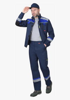 Костюм СИРИУС-БОСТОН куртка, брюки, темно-синий с васильковой и чер. отд.