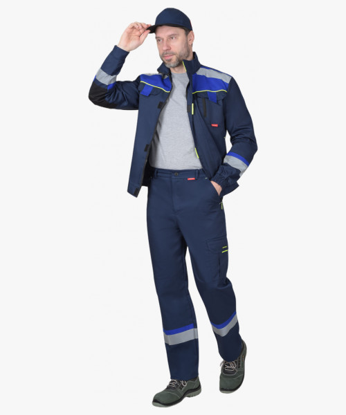Костюм СИРИУС-БОСТОН куртка, брюки, темно-синий с васильковой и чер. отд.