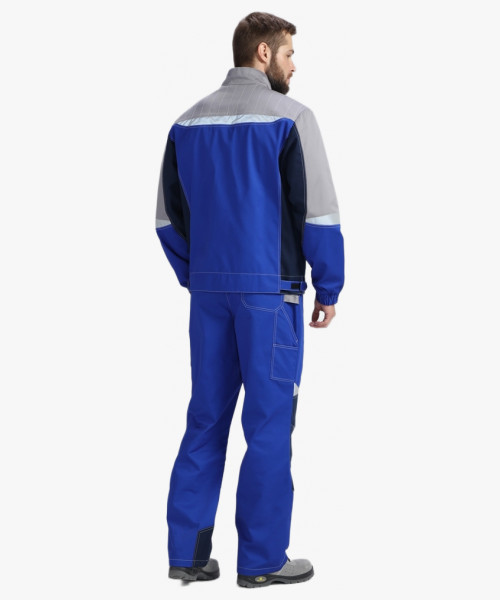 Костюм Вектрон-1 (тк.Смесовая,240) брюки, васильковый/т.синий/св.серый