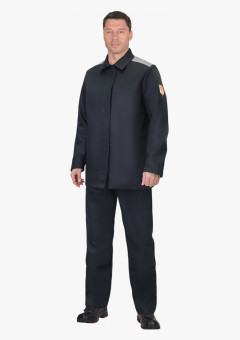 Костюм сварщика СИРИУС-РИГЕЛЬ-РОСС куртка длинная, брюки, черный с серым