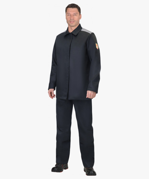 Костюм сварщика СИРИУС-РИГЕЛЬ-РОСС куртка длинная, брюки, черный с серым