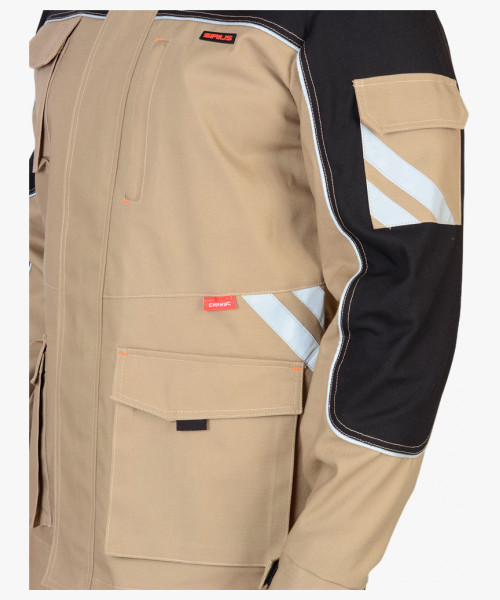 Костюм СИРИУС-ВЕСТ-ВОРК куртка, брюки песочный с черным пл. 275 г/кв.м