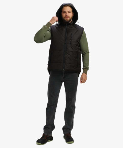 Жилет утепленный с капюшоном Респект (тк.Таслан), черный